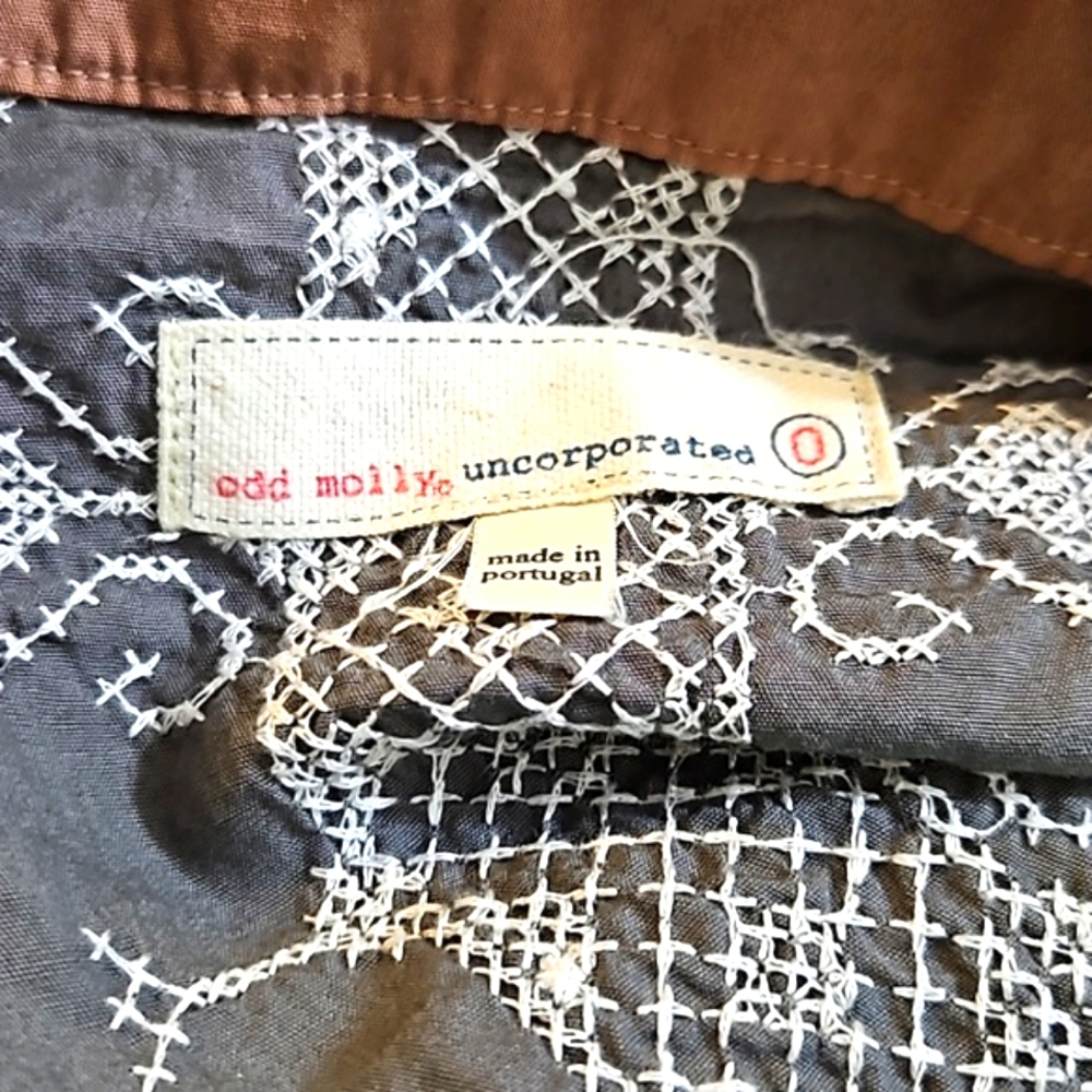 Odd Molly Blue And Brown Patterned Blouse - image 8